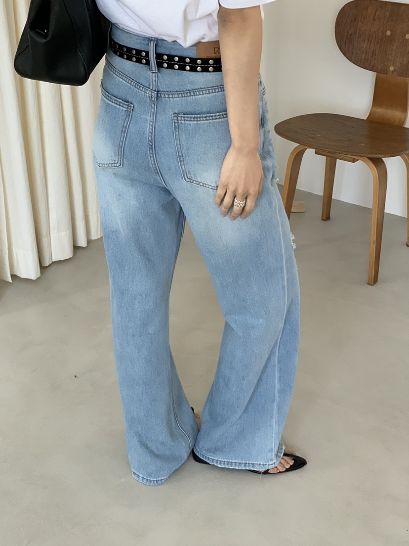 RIVER RAIN韓國直郵實拍女裝新品職業人氣26夏季休閑牛仔褲RIVER RAIN牛仔褲