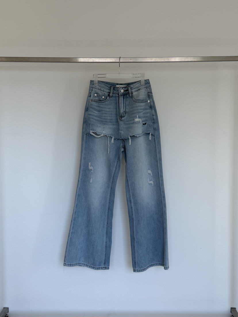 RIVER RAIN韓國直郵實拍女裝新品職業人氣26夏季休閑牛仔褲RIVER RAIN牛仔褲圖色1