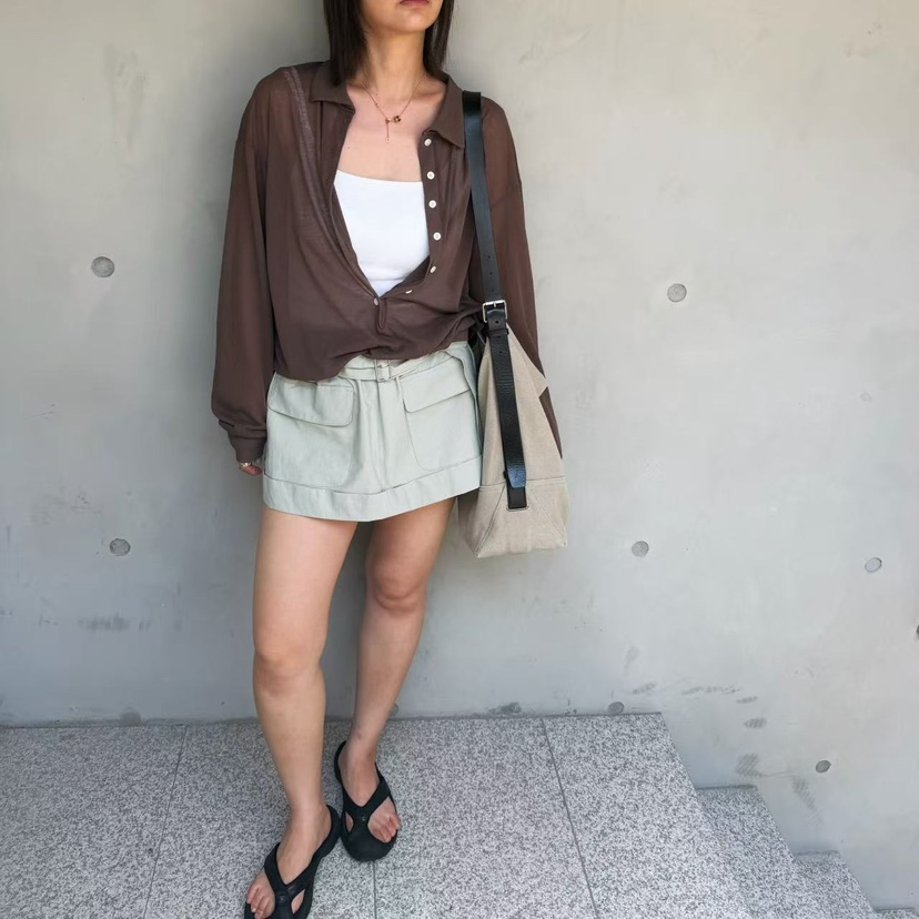 OLI SEOUL韓國東大門代購女士新款休閑26春夏裙褲含腰帶OLI SEOUL裙褲