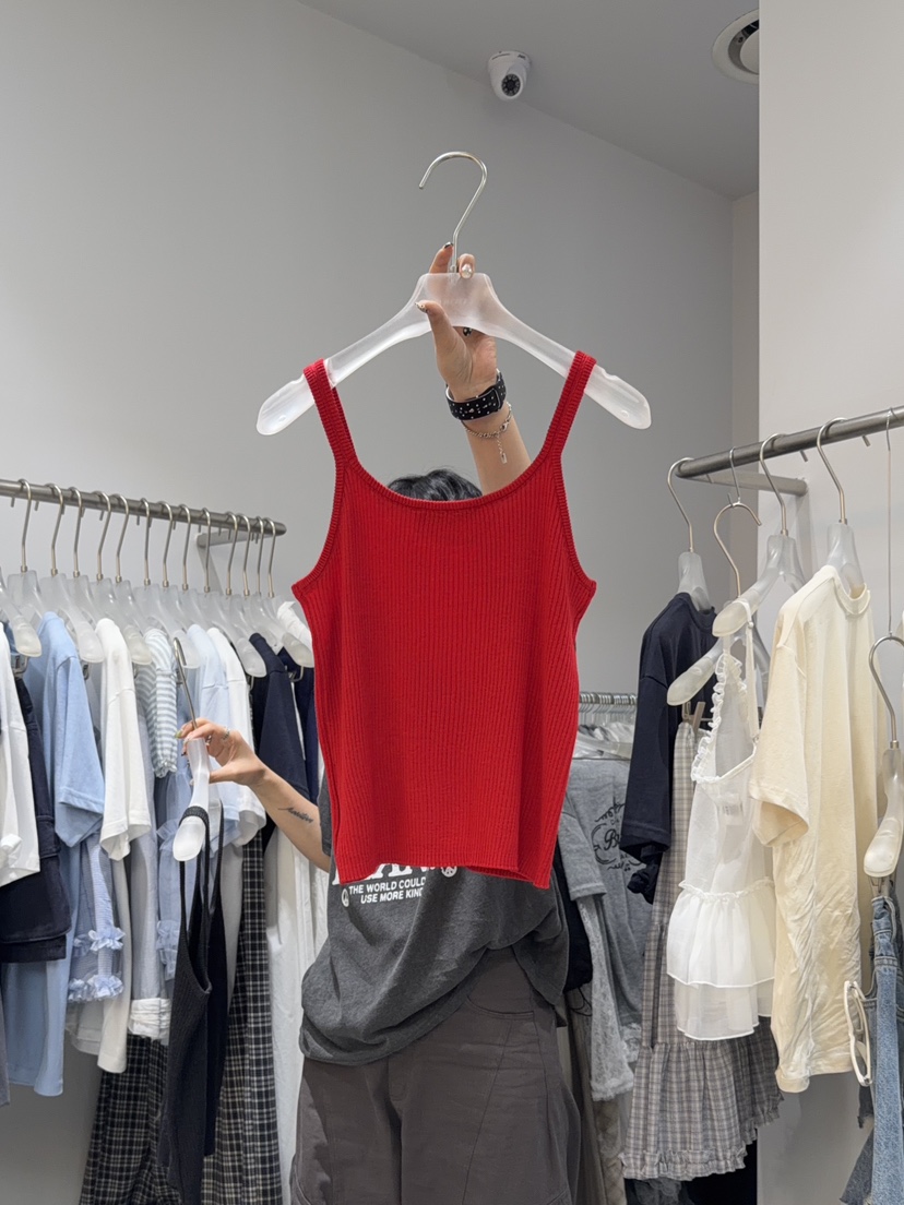 LOOKK/MIMME韓國直郵女士新品職業吊帶背心無袖針織衫亞麻羅紋LOOKK/MIMME吊帶/背心