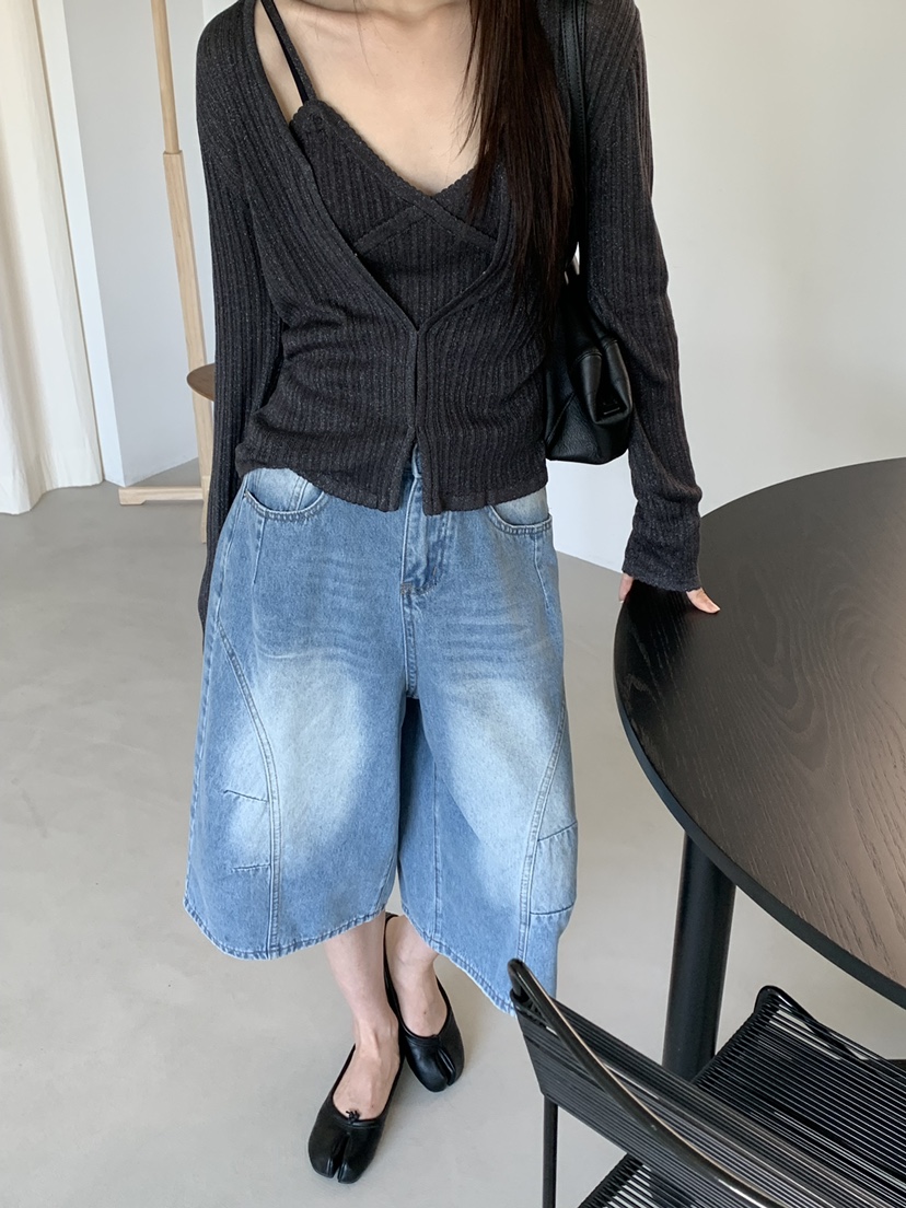 RIVER RAIN韓國直郵實拍女士新款人氣休閑短褲水洗牛仔布RIVER RAIN短褲