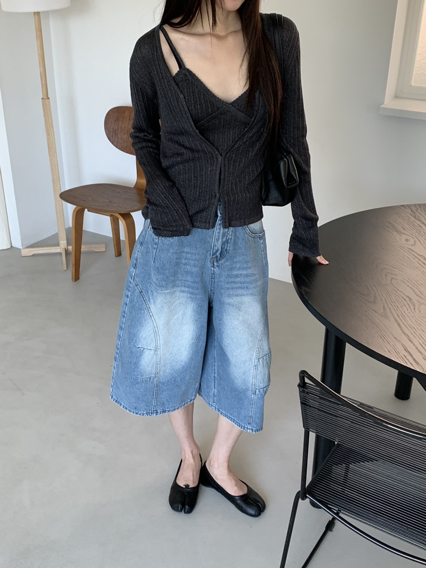RIVER RAIN韓國直郵實拍女士新款人氣休閑短褲水洗牛仔布RIVER RAIN短褲
