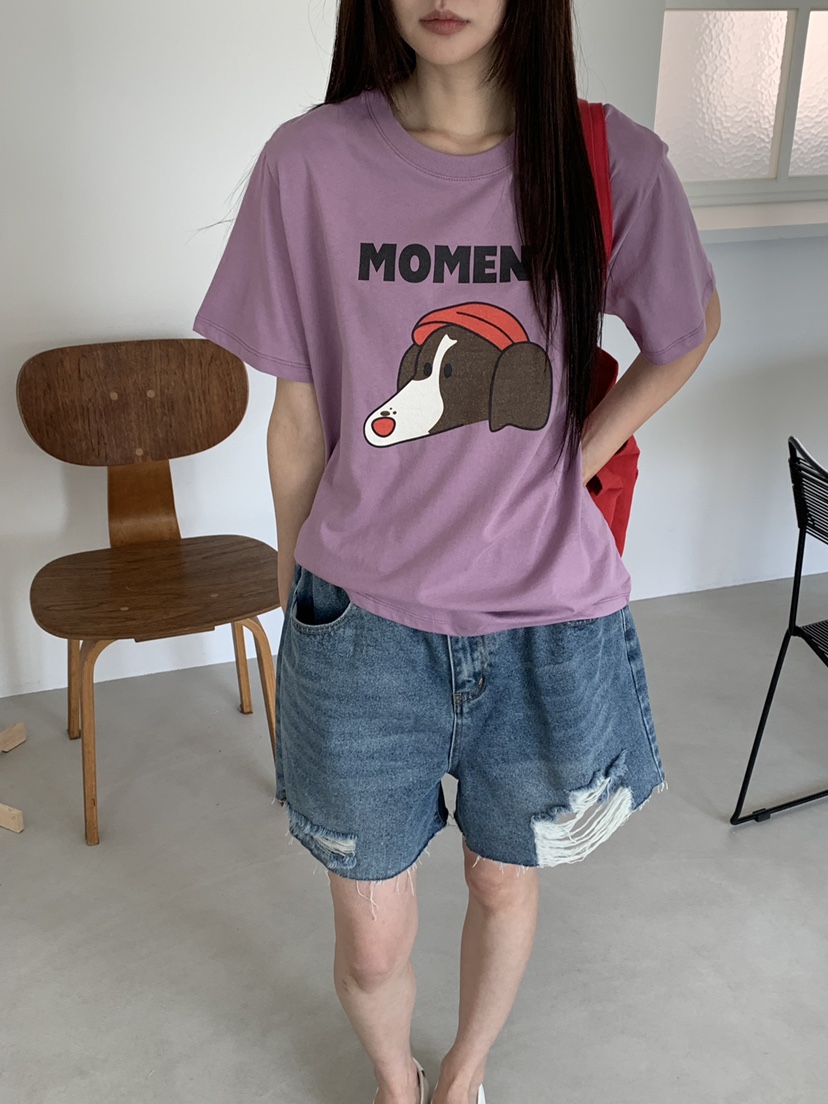 RIVER RAIN韓國直郵女裝新品人氣推薦時尚熱賣26夏季T恤狗狗RIVER RAINT恤