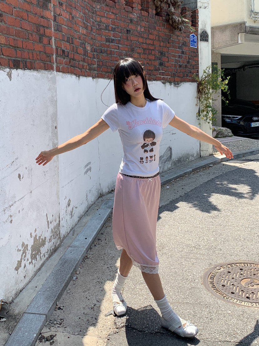 MORE THAN-P東大門實拍韓國女裝新品26春夏半身裙中短裙緞面MORE THAN半身裙/中短裙