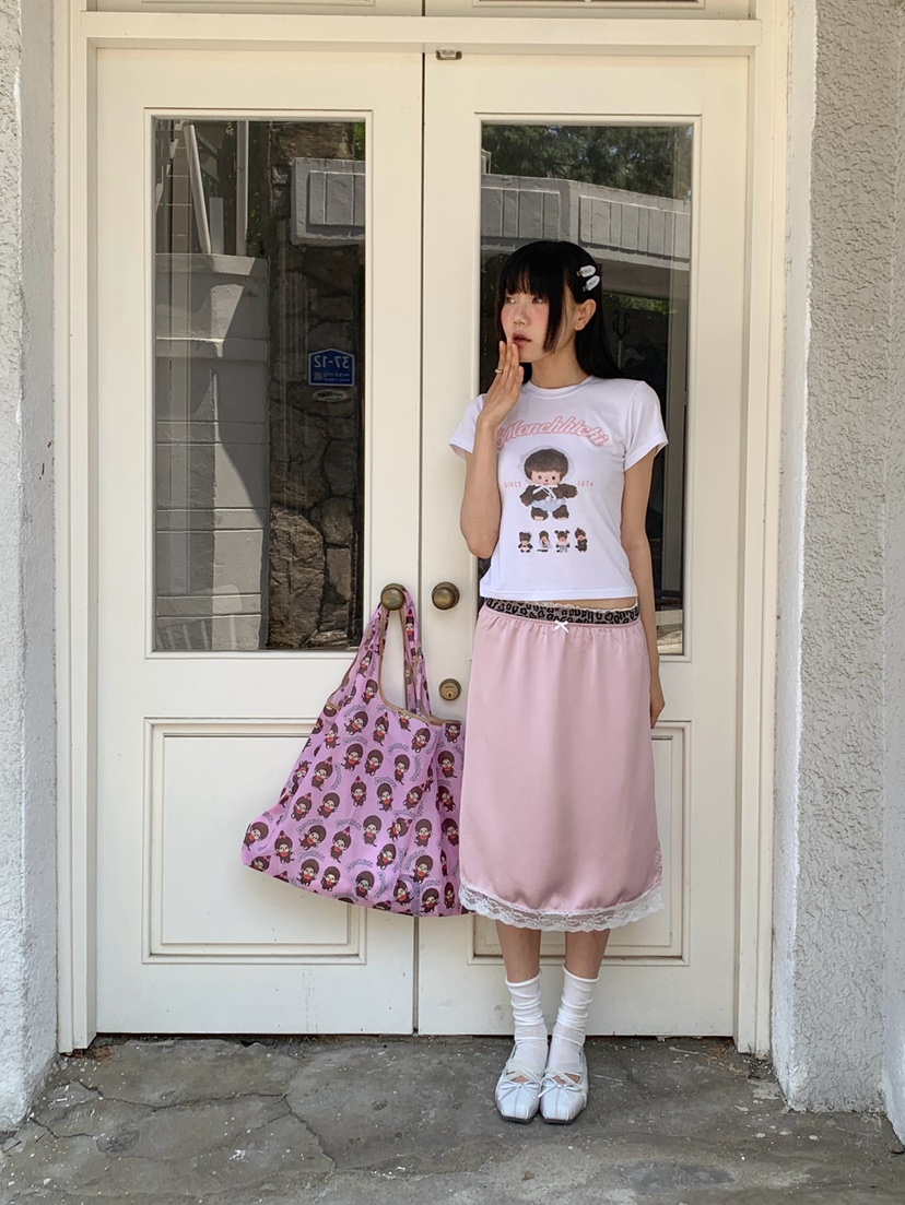 MORE THAN-P東大門實拍韓國女裝新品26春夏半身裙中短裙緞面MORE THAN半身裙/中短裙