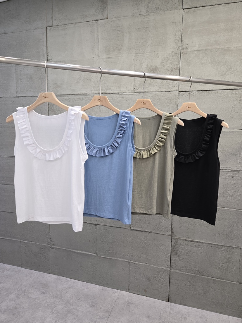 10CC韓國代購女士新款職業26春夏26夏季熱賣吊帶背心荷葉邊10CC吊帶/背心