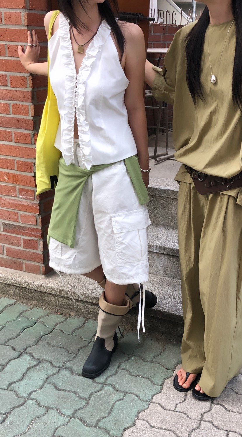 OVER RICH韓國東大門直郵女裝新款推薦休閑26春夏短褲孔眼OVER RICH短褲