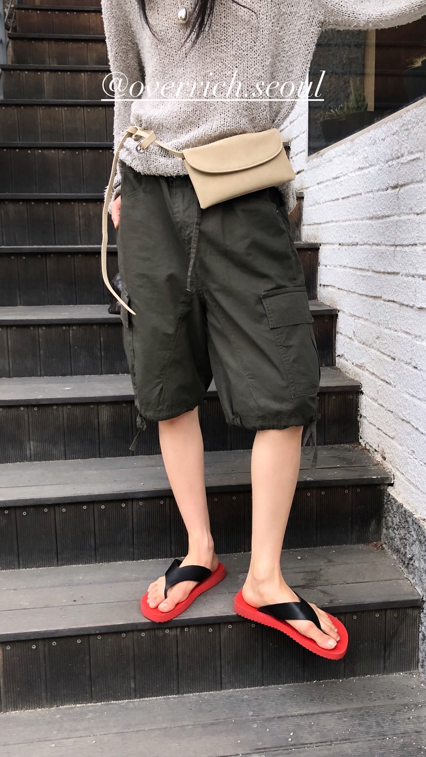 OVER RICH韓國東大門直郵女裝新款推薦休閑26春夏短褲孔眼OVER RICH短褲