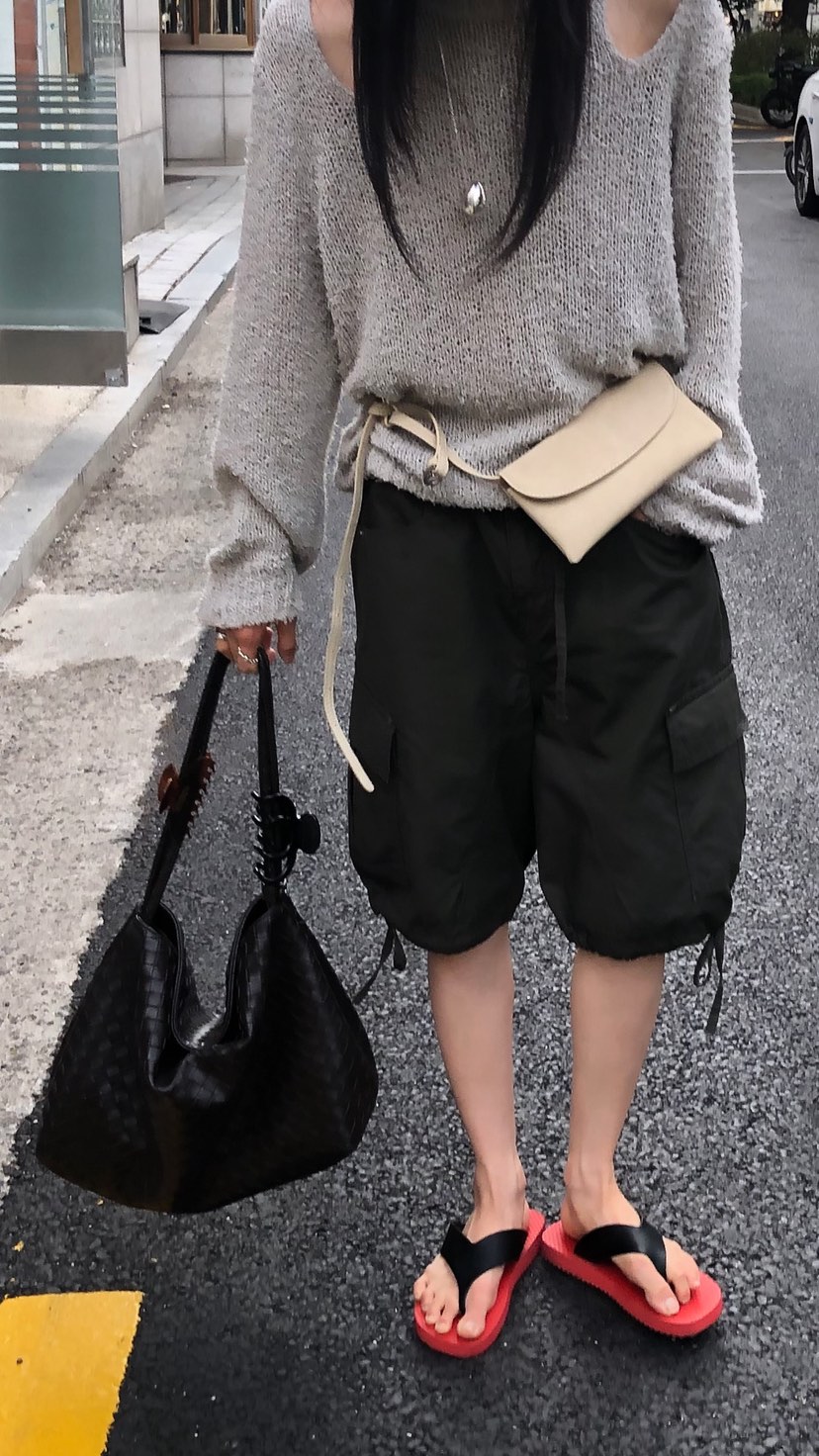 OVER RICH韓國東大門直郵女裝新款推薦休閑26春夏短褲孔眼OVER RICH短褲