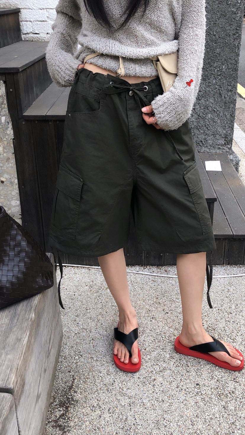 OVER RICH韓國東大門直郵女裝新款推薦休閑26春夏短褲孔眼OVER RICH短褲