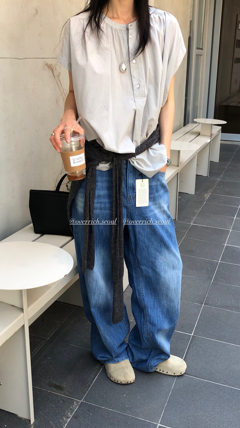 OVER RICH韓國直郵女士新品26夏季休閑職業時尚推薦牛仔褲OVER RICH牛仔褲
