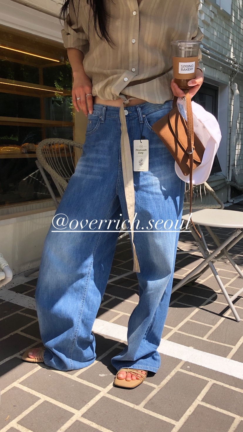 OVER RICH韓國直郵女士新品26夏季休閑職業時尚推薦牛仔褲OVER RICH牛仔褲