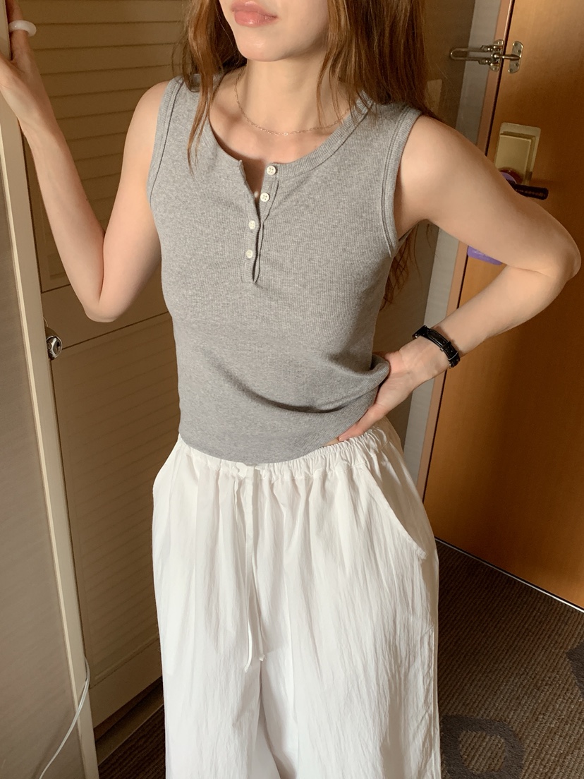 LONG PEAK韓國直郵實拍女士新品26夏季吊帶背心莫代爾紐扣LONG PEAK吊帶/背心