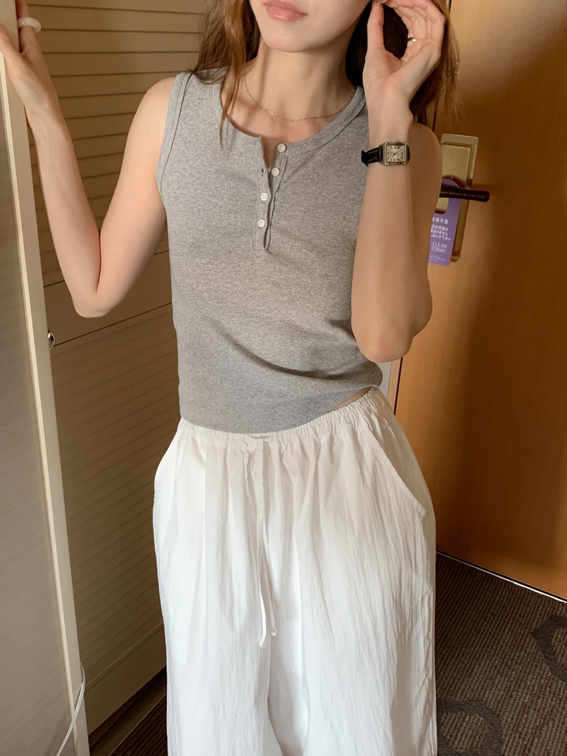 LONG PEAK韓國直郵實拍女士新品26夏季吊帶背心莫代爾紐扣LONG PEAK吊帶/背心