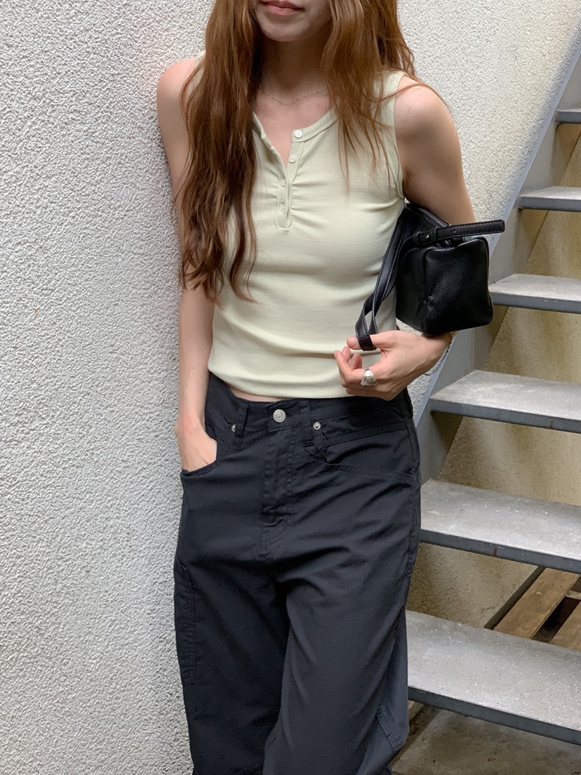 LONG PEAK韓國直郵實拍女士新品26夏季吊帶背心莫代爾紐扣LONG PEAK吊帶/背心