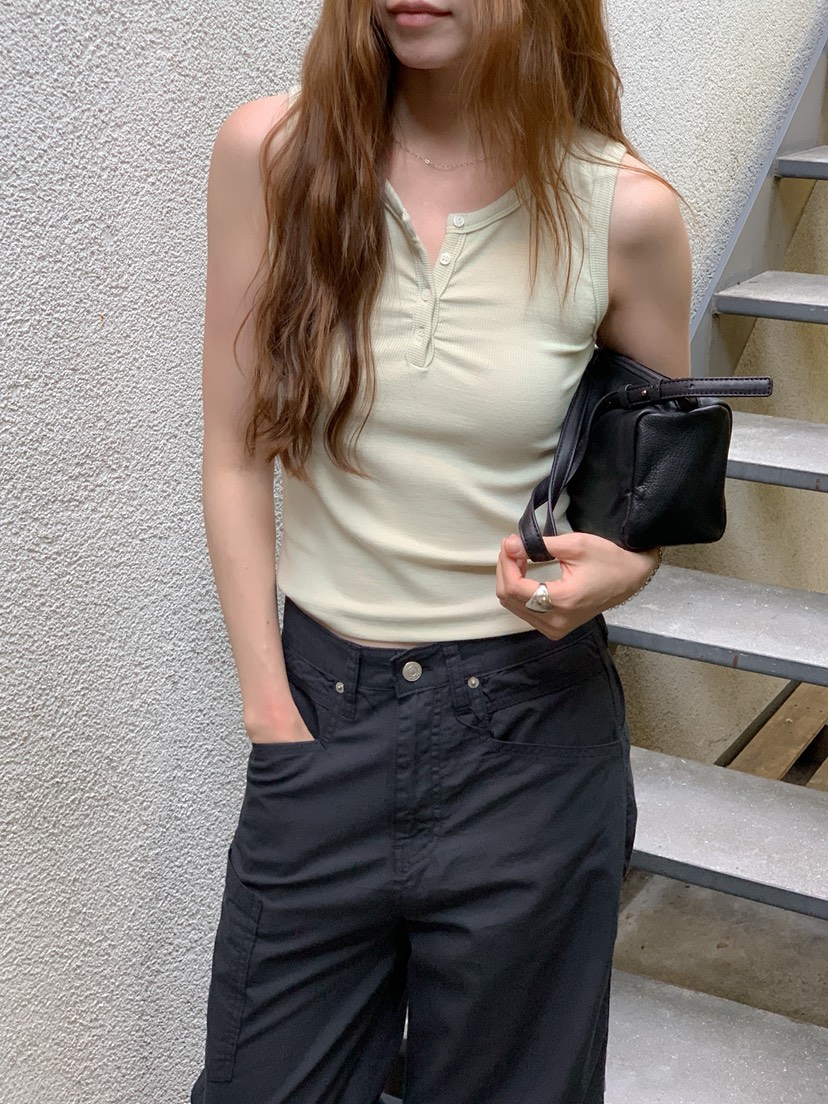 LONG PEAK韓國直郵實拍女士新品26夏季吊帶背心莫代爾紐扣LONG PEAK吊帶/背心
