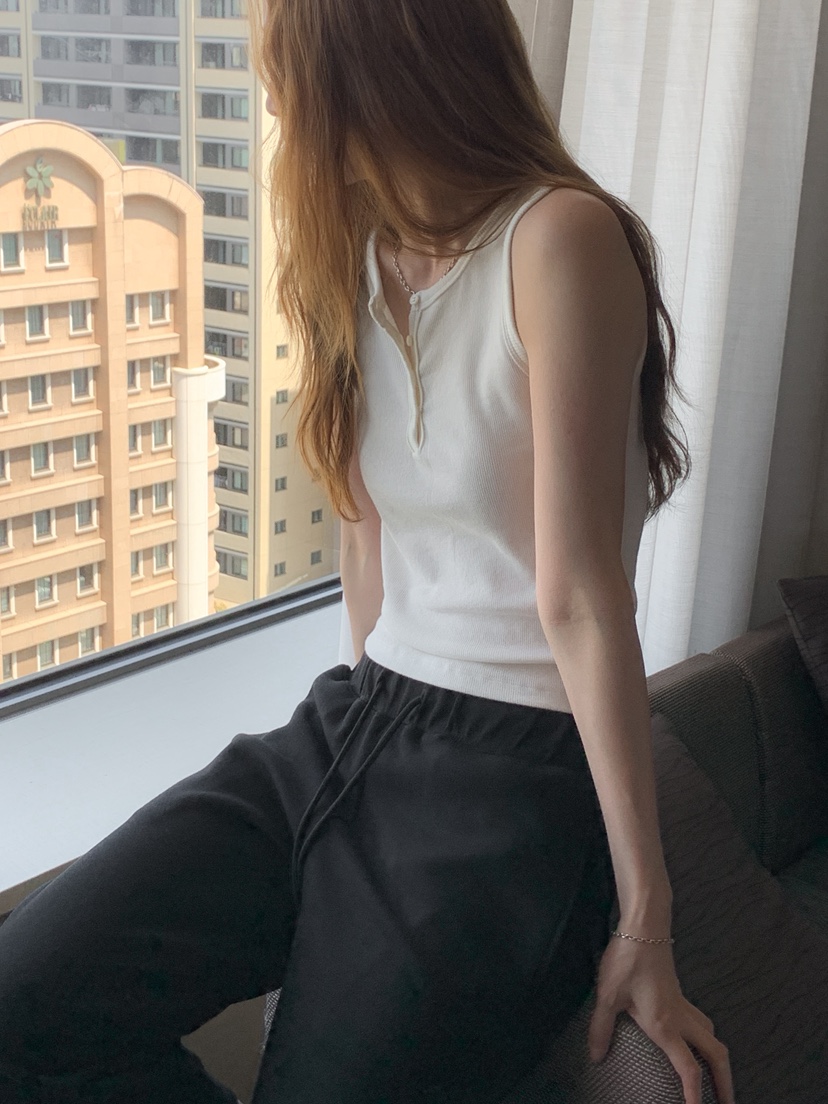 LONG PEAK韓國直郵實拍女士新品26夏季吊帶背心莫代爾紐扣LONG PEAK吊帶/背心