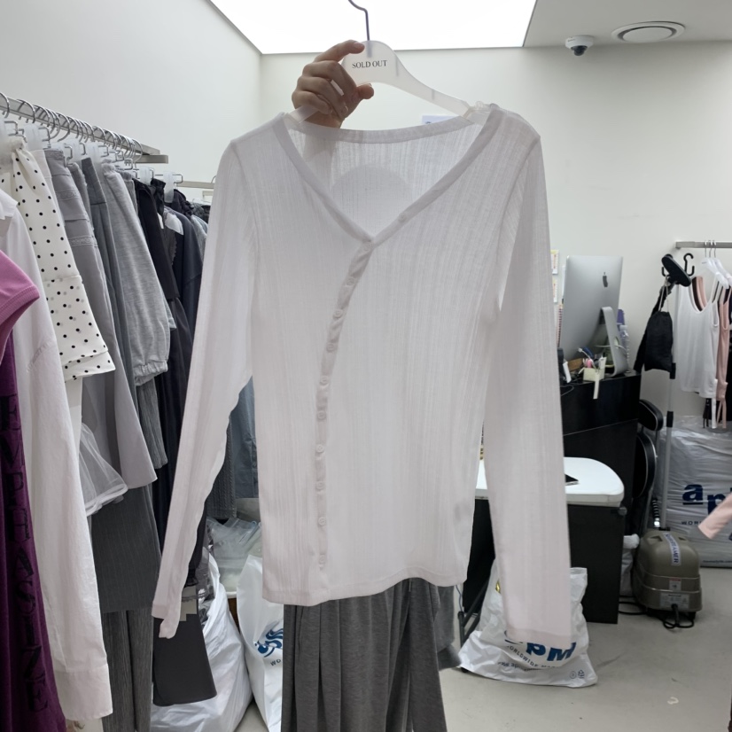 SOLD OUT東大門實拍韓國女裝新款職業推薦熱賣長袖T恤開衫SOLD OUT長袖T恤圖色1