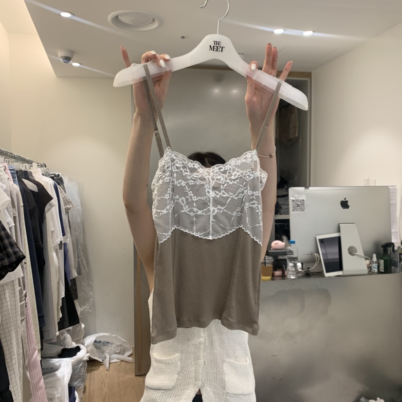 MEET ME韓國東大門直郵女裝新款熱賣26春夏吊帶背心蕾絲MEET ME吊帶/背心圖色1