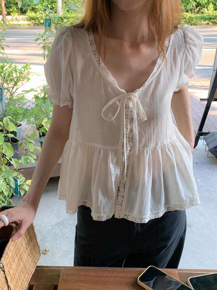 LONG PEAK東大門實拍韓國女裝新款休閑人氣推薦襯衫蕾絲衫LONG PEAK襯衫/蕾絲衫