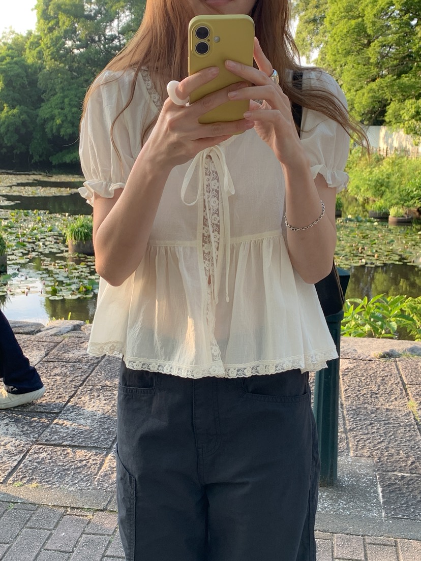 LONG PEAK東大門實拍韓國女裝新款休閑人氣推薦襯衫蕾絲衫LONG PEAK襯衫/蕾絲衫