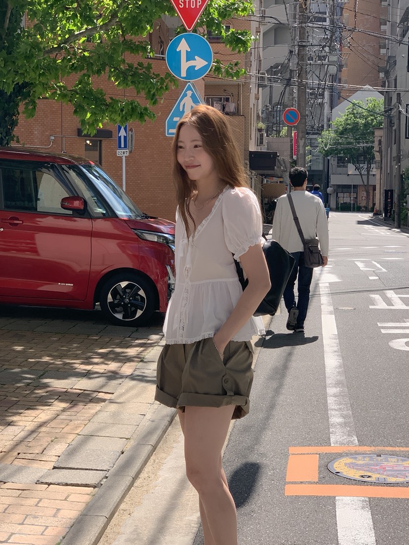 LONG PEAK東大門實拍韓國女裝新款休閑人氣推薦襯衫蕾絲衫LONG PEAK襯衫/蕾絲衫
