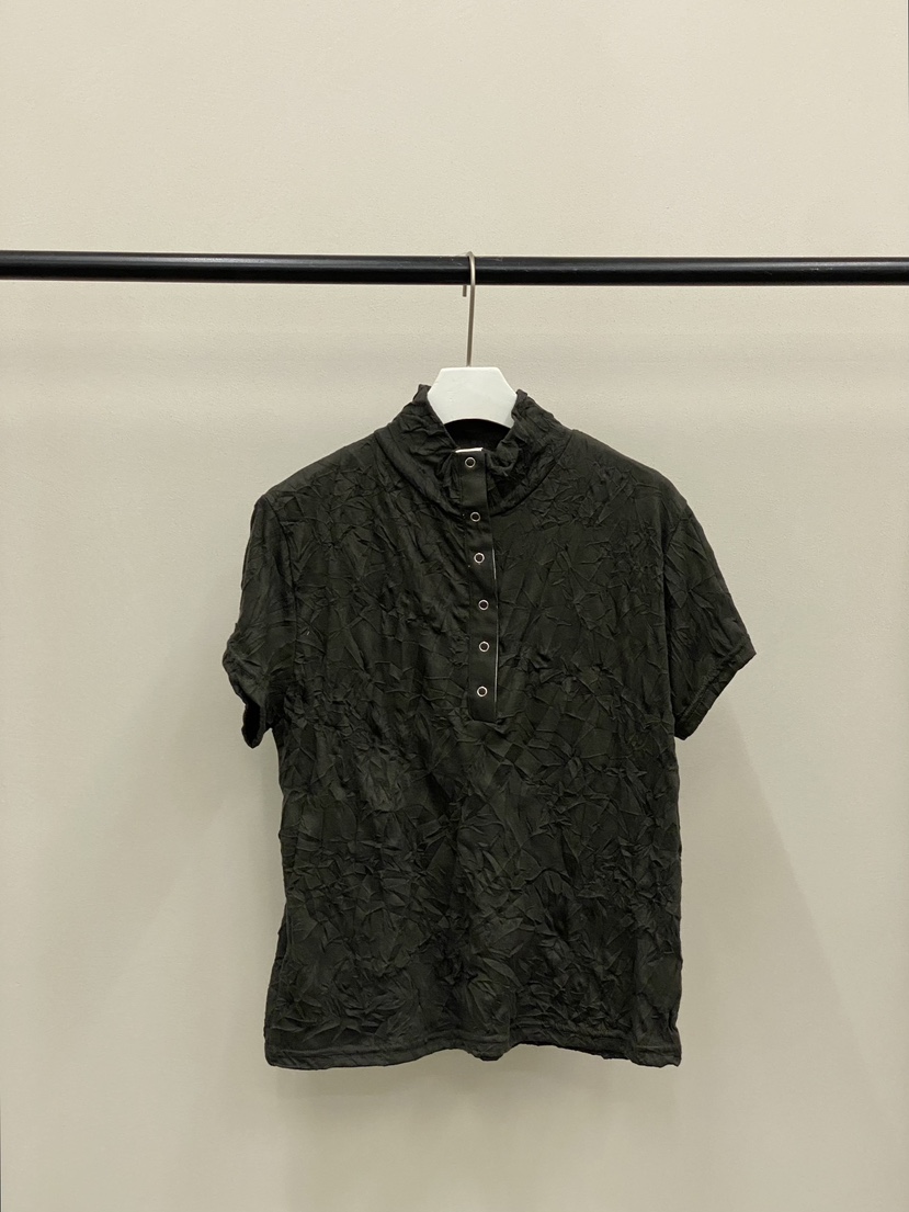 MUCH MORE/JACKPOT韓國代購女裝新品推薦26夏季T恤褶皺MUCH MORE/JACKPOTT恤圖色2墨綠