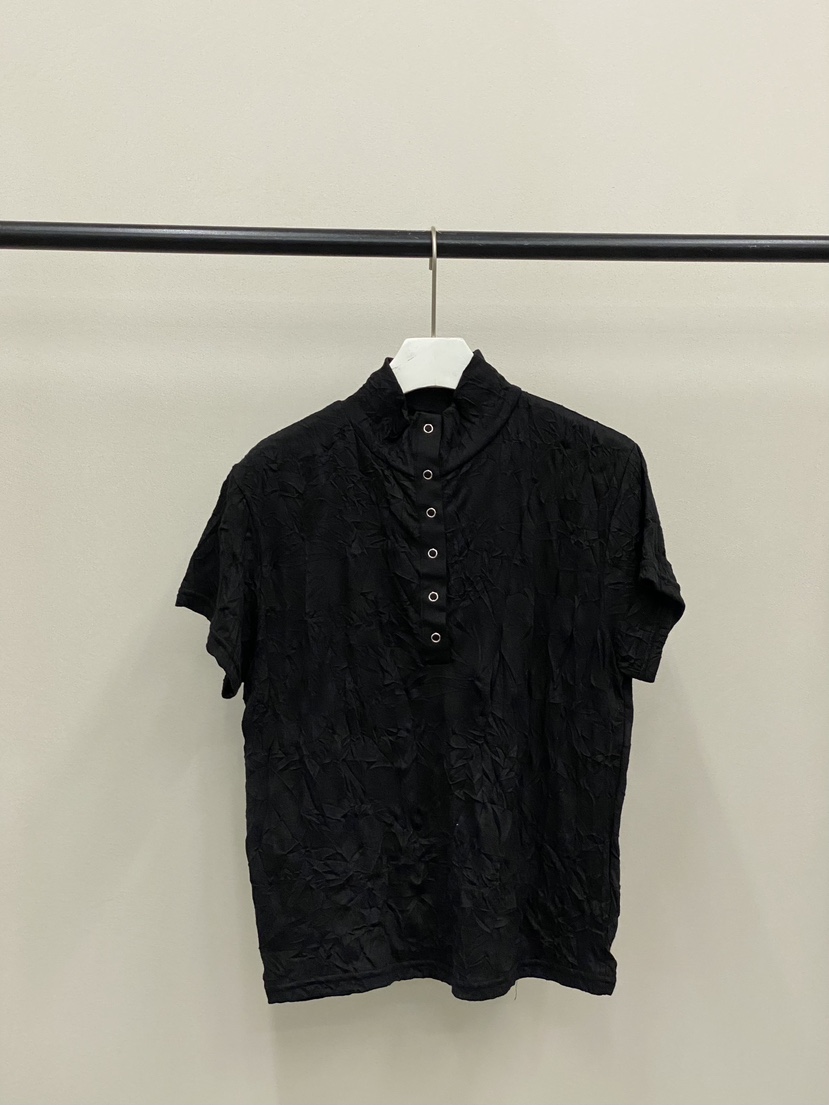 MUCH MORE/JACKPOT韓國代購女裝新品推薦26夏季T恤褶皺MUCH MORE/JACKPOTT恤圖色4黑色