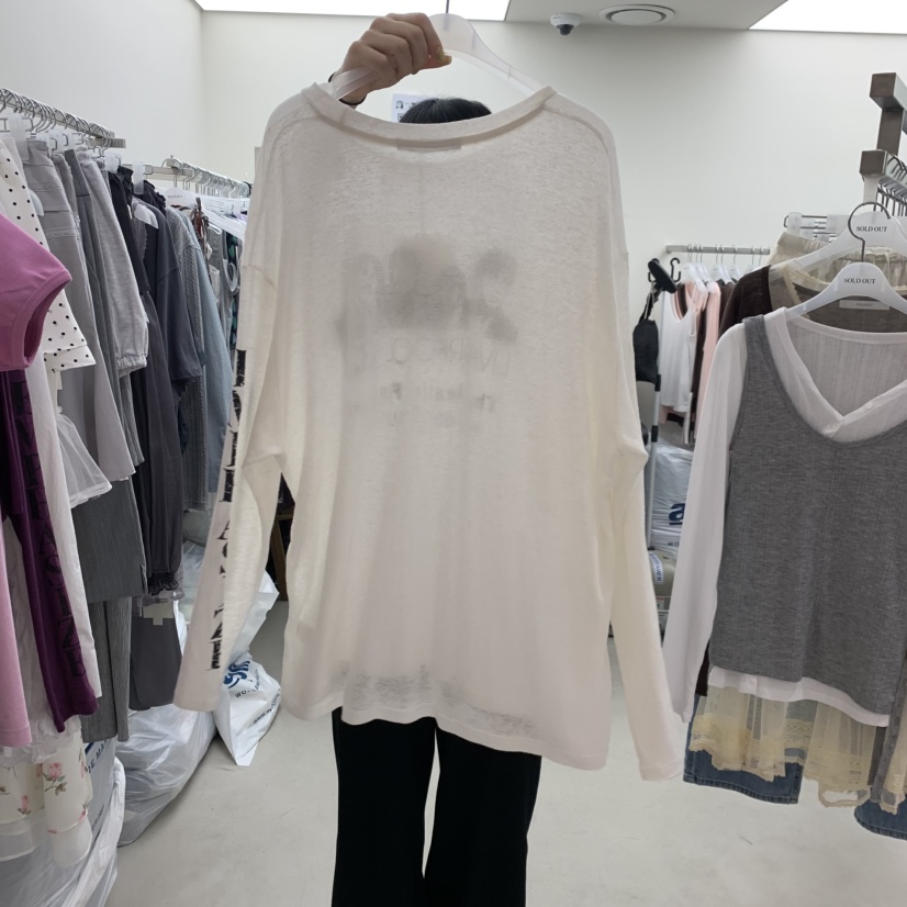 SOLD OUT韓國東大門直郵女裝新品時尚推薦26春夏長袖T恤亞麻SOLD OUT長袖T恤