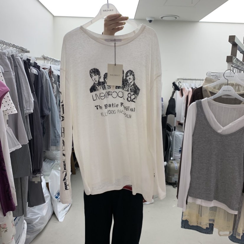 SOLD OUT韓國東大門直郵女裝新品時尚推薦26春夏長袖T恤亞麻SOLD OUT長袖T恤圖色1