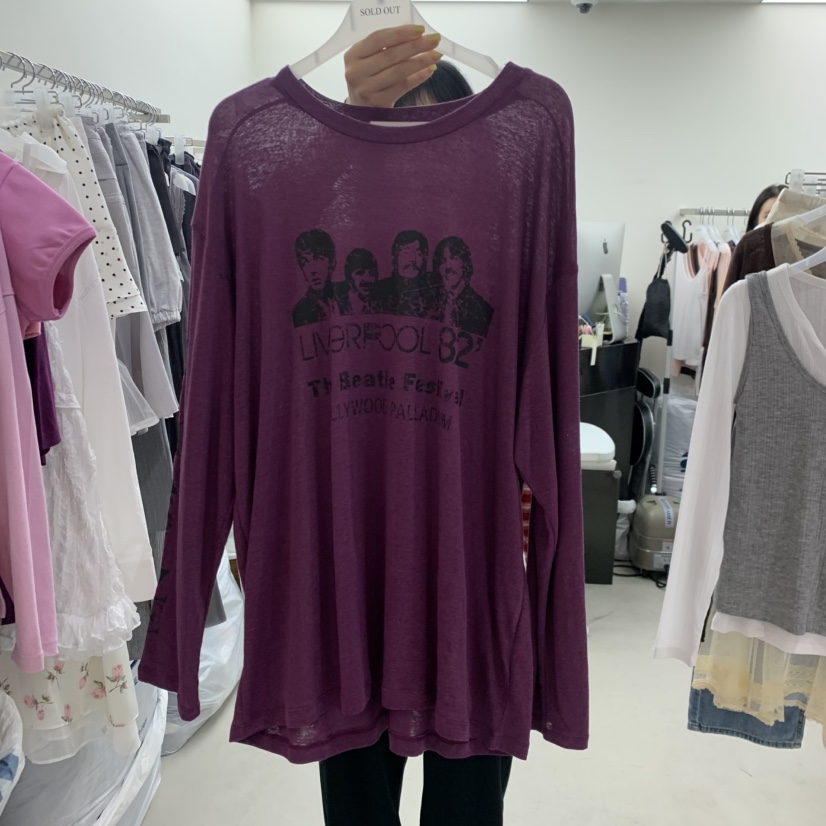 SOLD OUT韓國東大門直郵女裝新品時尚推薦26春夏長袖T恤亞麻SOLD OUT長袖T恤圖色3