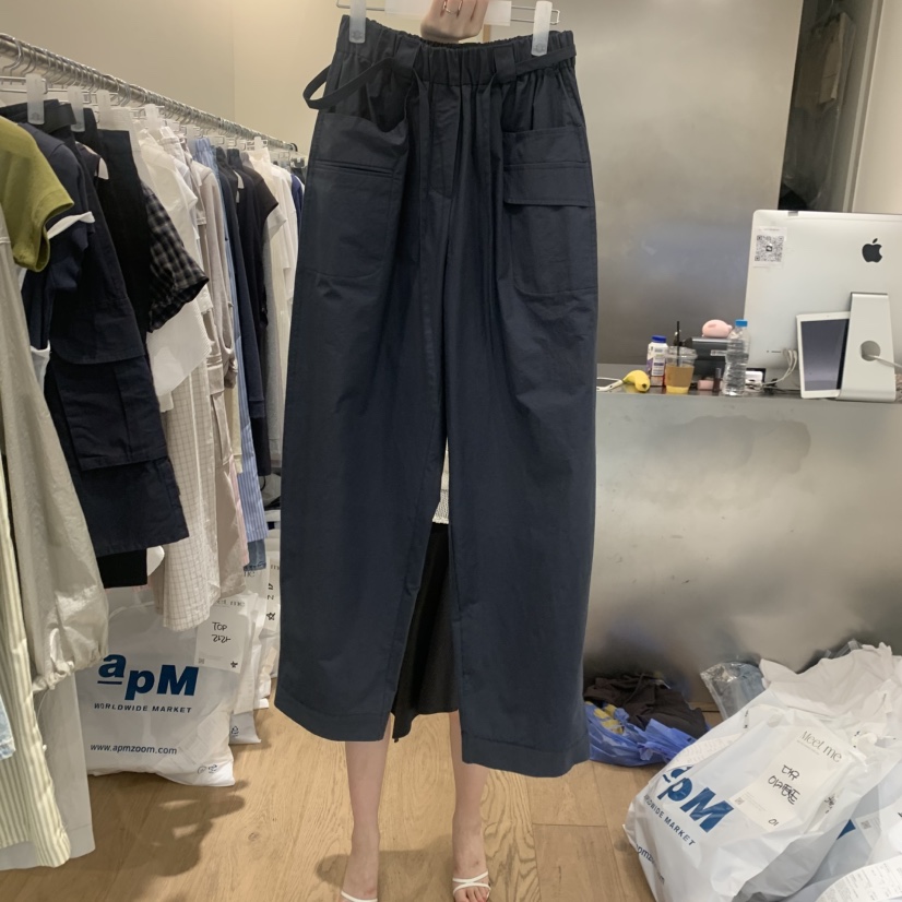 MEET ME韓國代購女士新款熱賣26夏季26春夏休閑褲含腰帶MEET ME休閑褲圖色1