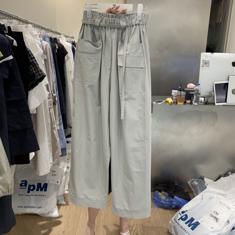 MEET ME韓國代購女士新款熱賣26夏季26春夏休閑褲含腰帶MEET ME休閑褲圖色2