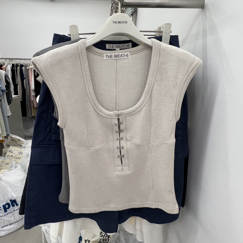 BREATHE韓國東大門直郵女士新品職業推薦時尚吊帶背心斜紋布BREATHE吊帶/背心圖色1
