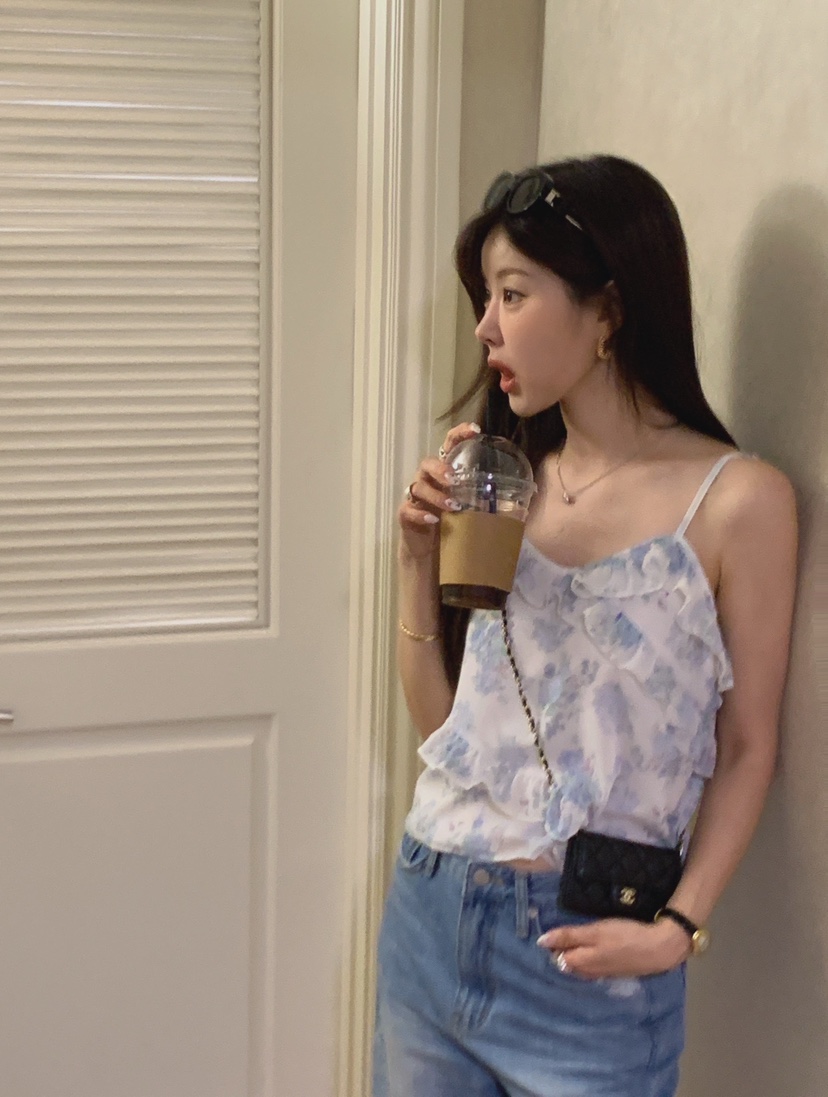 LA CREME韓國直郵實拍女裝新款26夏季職業熱賣吊帶背心雪紡LA CREME吊帶/背心
