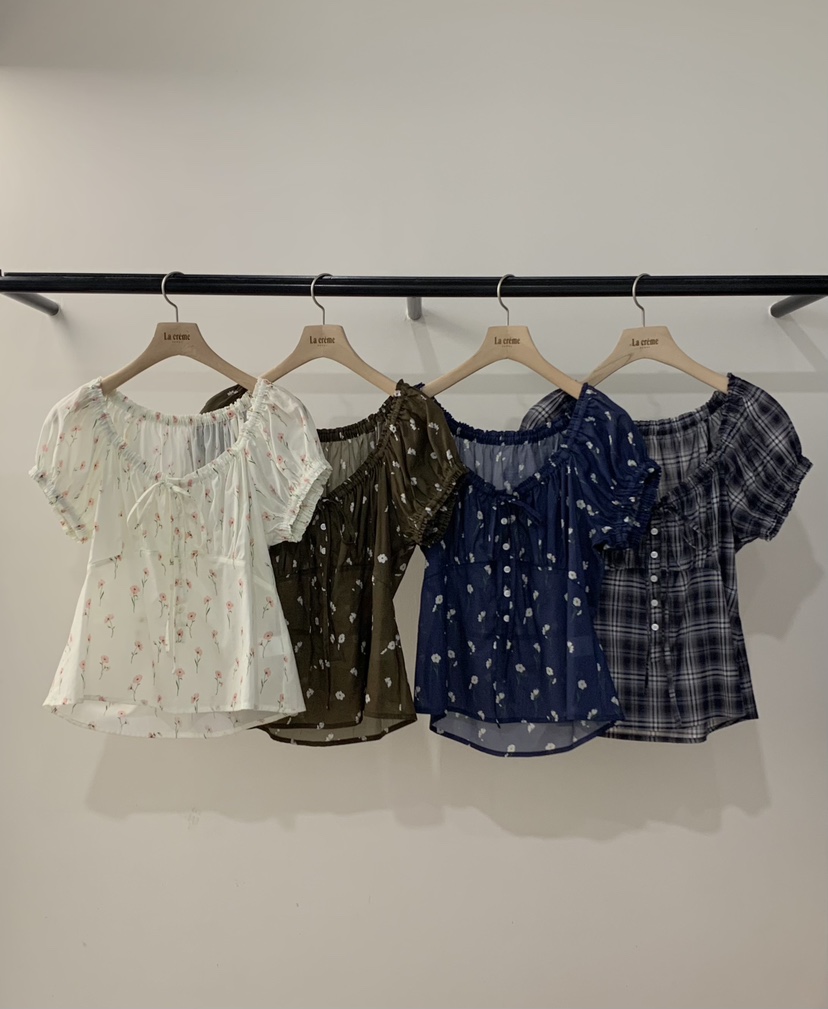 LA CREME韓國東大門代購女士新款26春夏推薦襯衫蕾絲衫露肩LA CREME襯衫/蕾絲衫