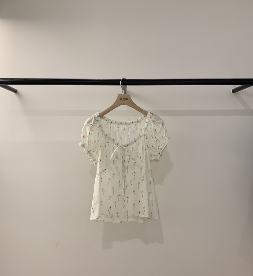 LA CREME韓國東大門代購女士新款26春夏推薦襯衫蕾絲衫露肩LA CREME襯衫/蕾絲衫圖色1