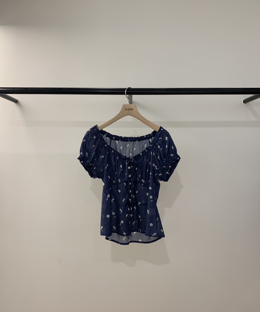 LA CREME韓國東大門代購女士新款26春夏推薦襯衫蕾絲衫露肩LA CREME襯衫/蕾絲衫圖色2