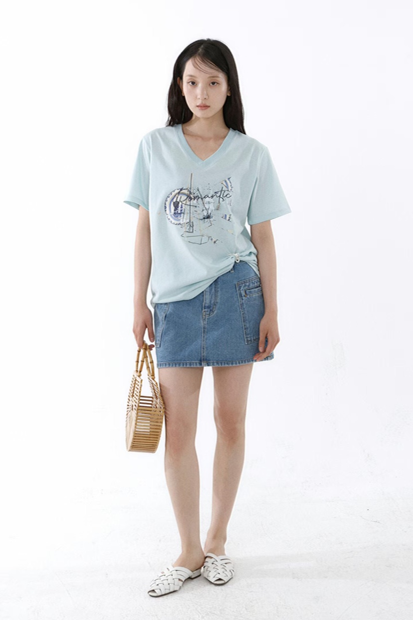 GENTLE B/LOVENTINA韓國代購女士新品職業熱賣時尚T恤V領GENTLE B/LOVENTINAT恤