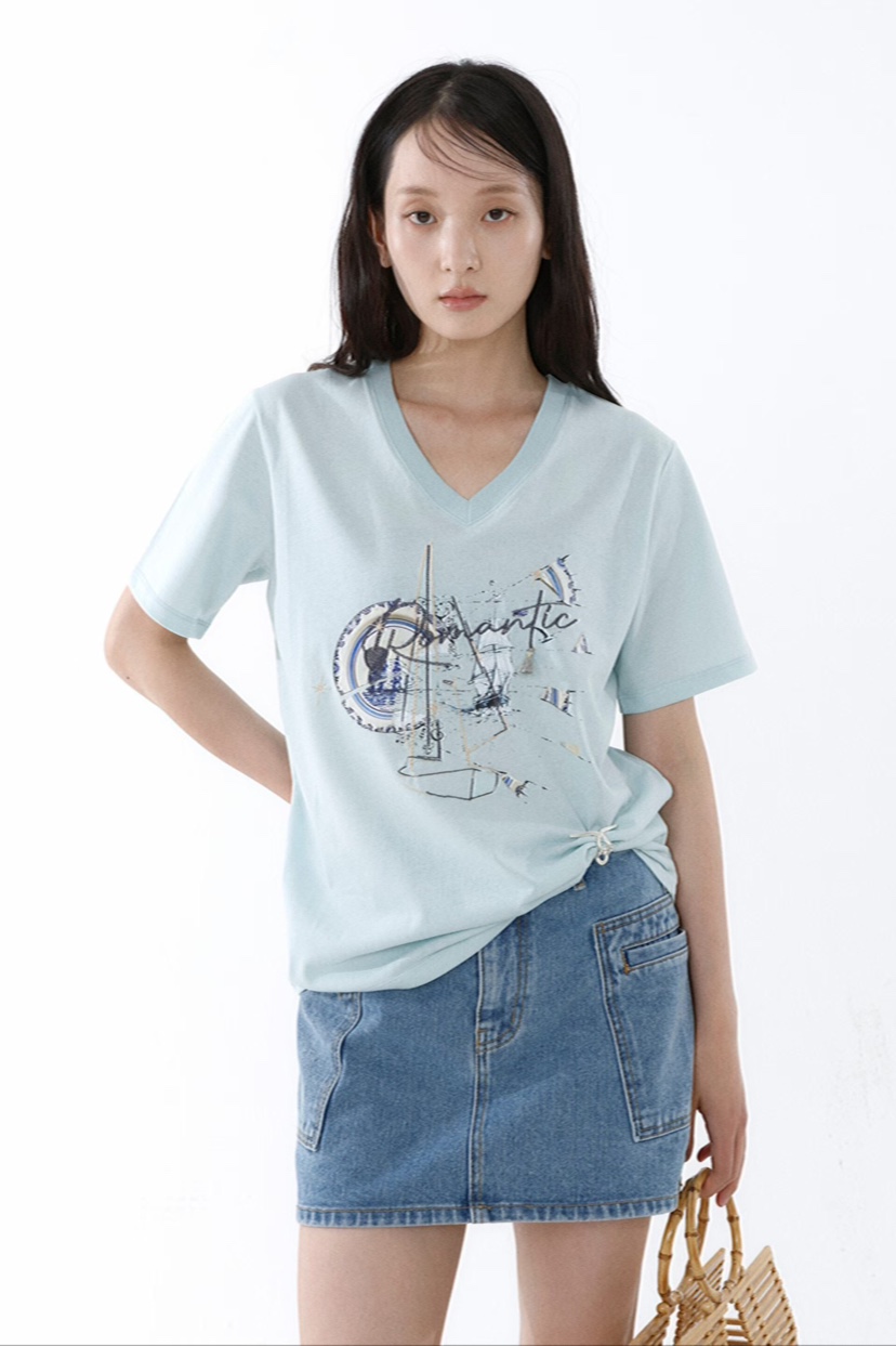 GENTLE B/LOVENTINA韓國代購女士新品職業熱賣時尚T恤V領GENTLE B/LOVENTINAT恤
