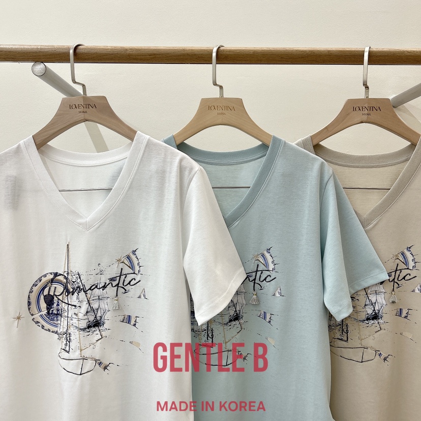 GENTLE B/LOVENTINA韓國代購女士新品職業熱賣時尚T恤V領GENTLE B/LOVENTINAT恤