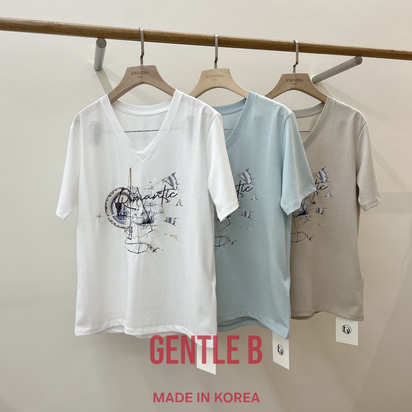 GENTLE B/LOVENTINA韓國代購女士新品職業熱賣時尚T恤V領GENTLE B/LOVENTINAT恤