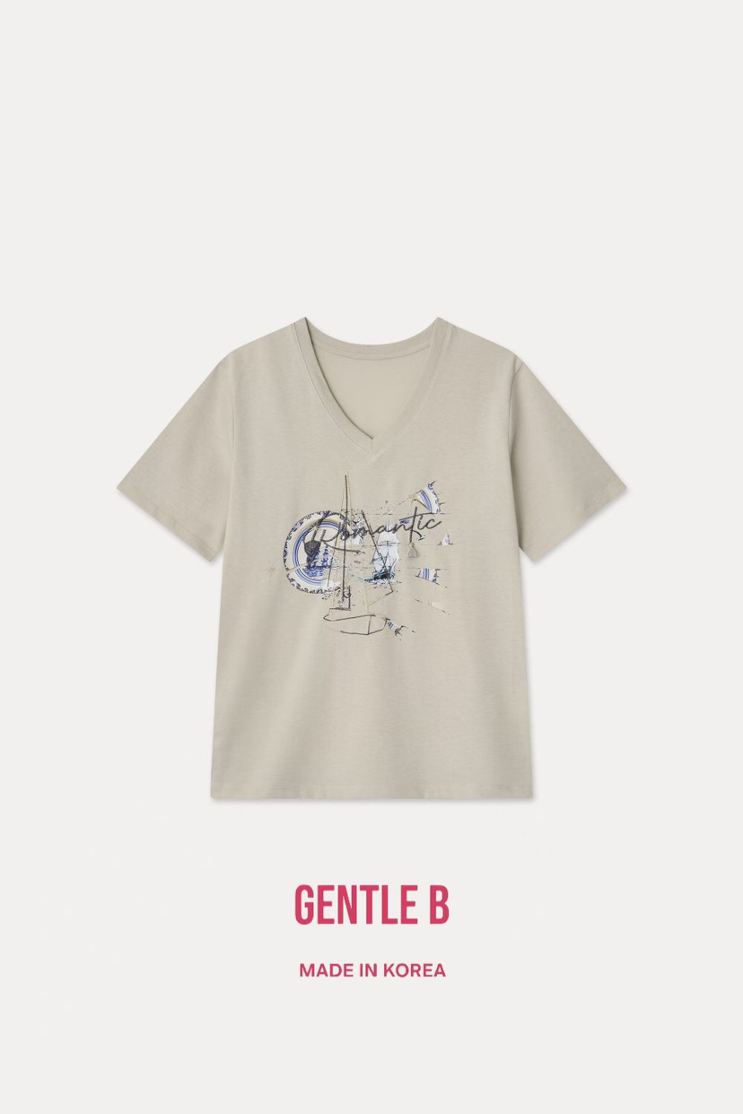 GENTLE B/LOVENTINA韓國代購女士新品職業熱賣時尚T恤V領GENTLE B/LOVENTINAT恤圖色2