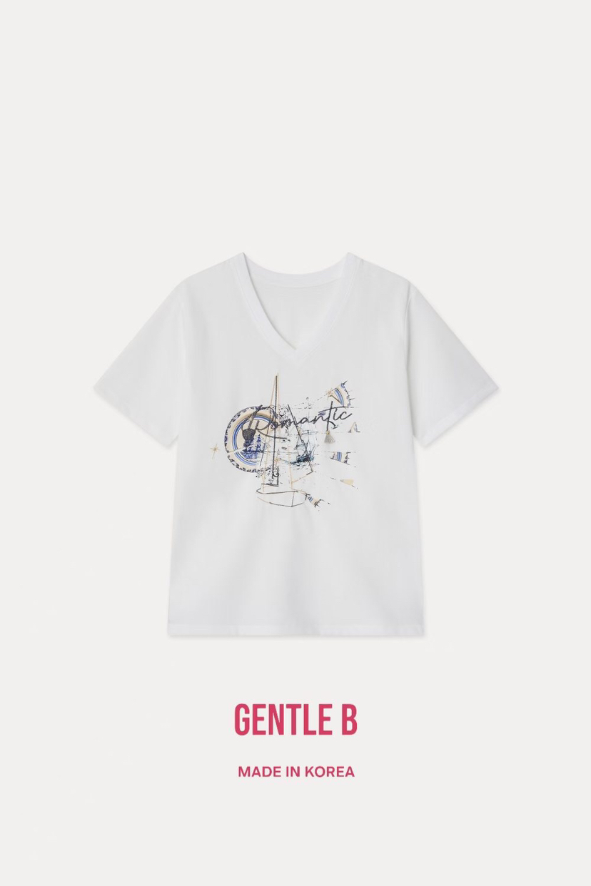GENTLE B/LOVENTINA韓國代購女士新品職業熱賣時尚T恤V領GENTLE B/LOVENTINAT恤圖色3