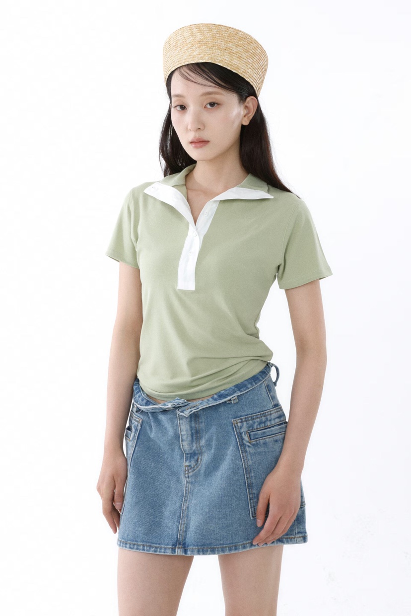 GENTLE B/LOVENTINA韓國直郵女士新品休閑T恤天絲柔軟高領GENTLE B/LOVENTINAT恤