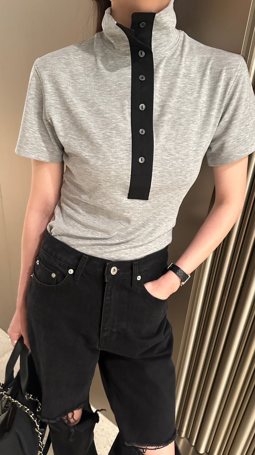 GENTLE B/LOVENTINA韓國直郵女士新品休閑T恤天絲柔軟高領GENTLE B/LOVENTINAT恤