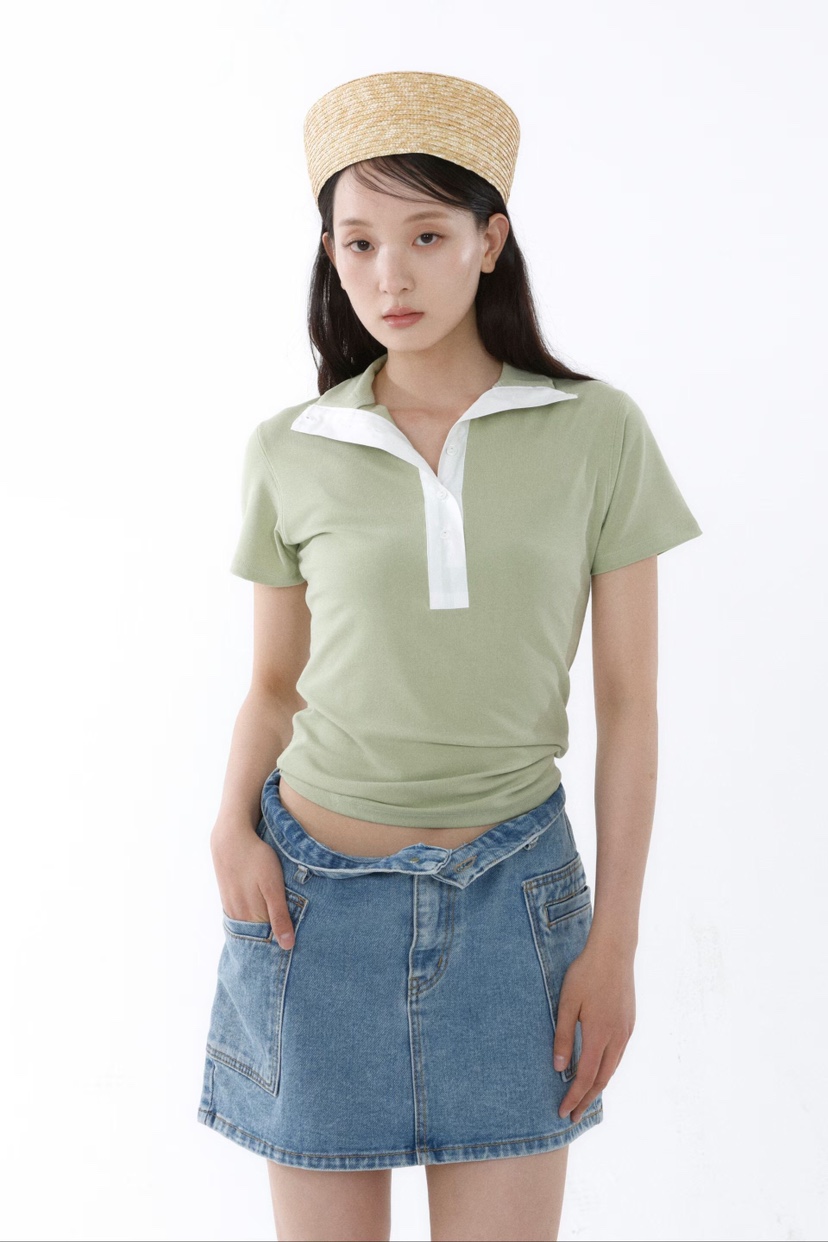 GENTLE B/LOVENTINA韓國直郵女士新品休閑T恤天絲柔軟高領GENTLE B/LOVENTINAT恤圖色1