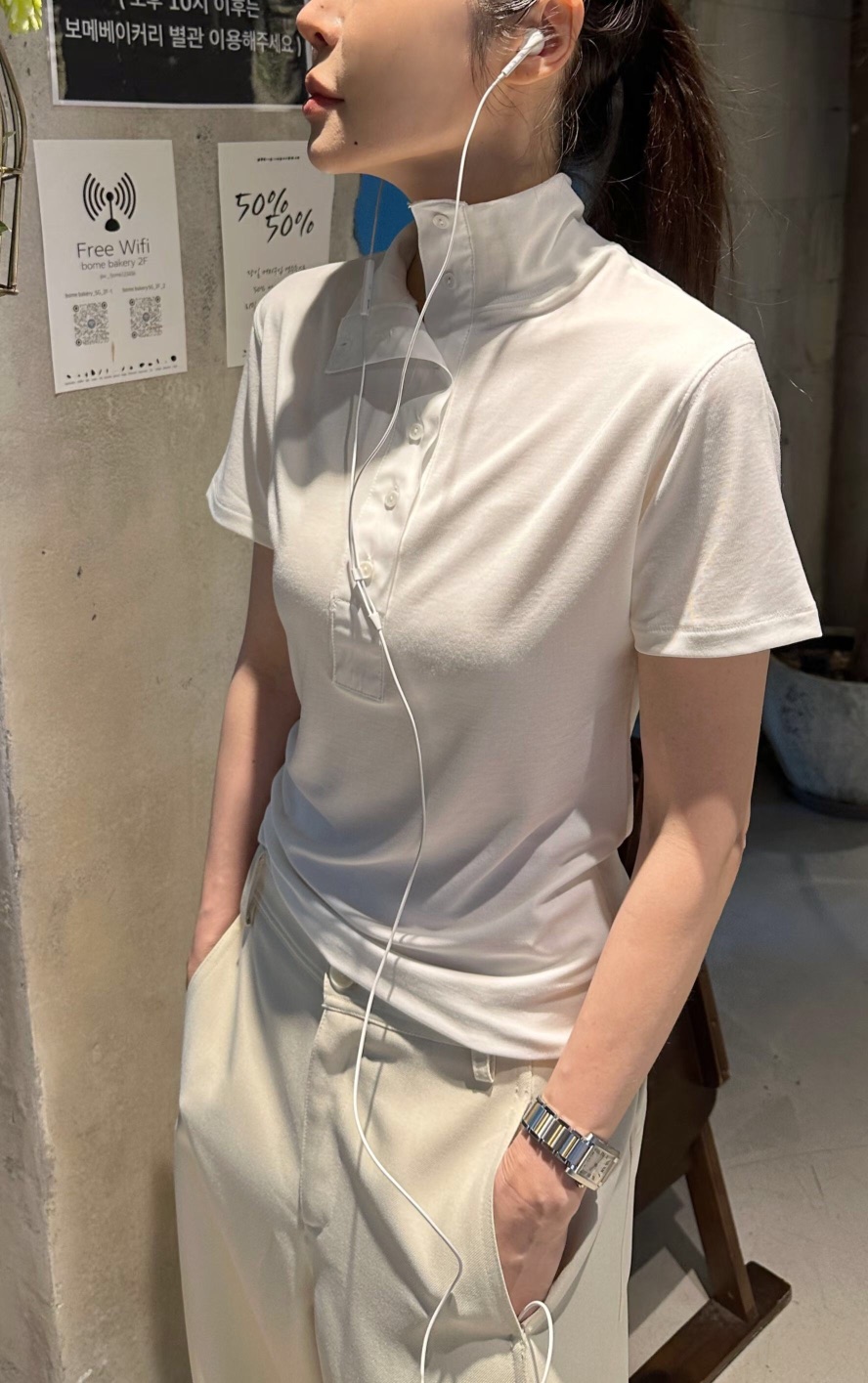 GENTLE B/LOVENTINA韓國直郵女士新品休閑T恤天絲柔軟高領GENTLE B/LOVENTINAT恤圖色2