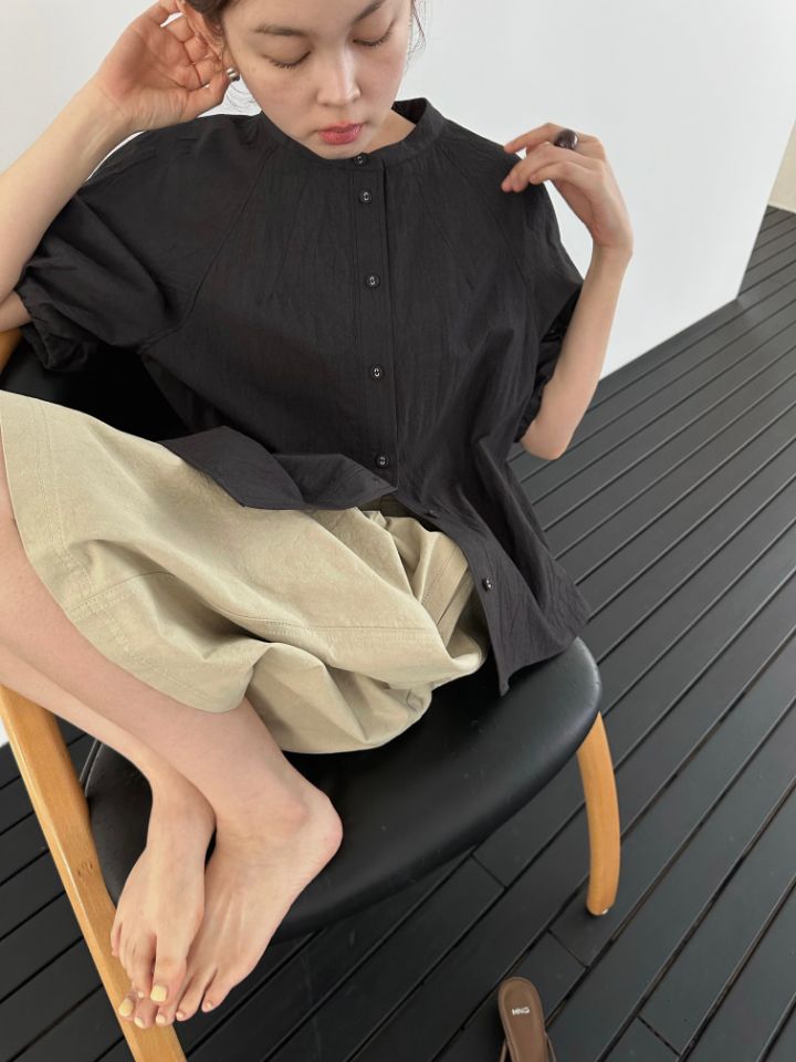 MARE韓國東大門代購女士新品26夏季襯衫蕾絲衫泡泡袖褶皺MARE襯衫/蕾絲衫圖色2