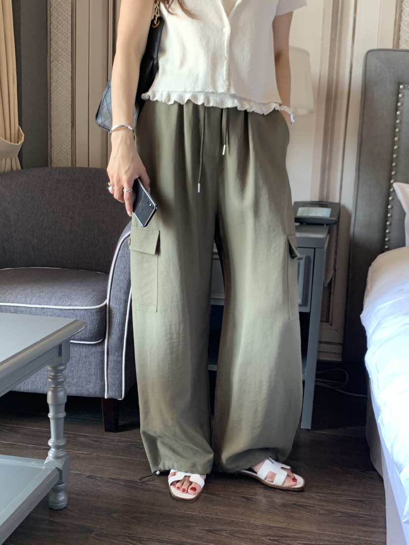 LA CREME韓國直郵實拍女士新款時尚人氣推薦26春夏休閑褲亞麻LA CREME休閑褲